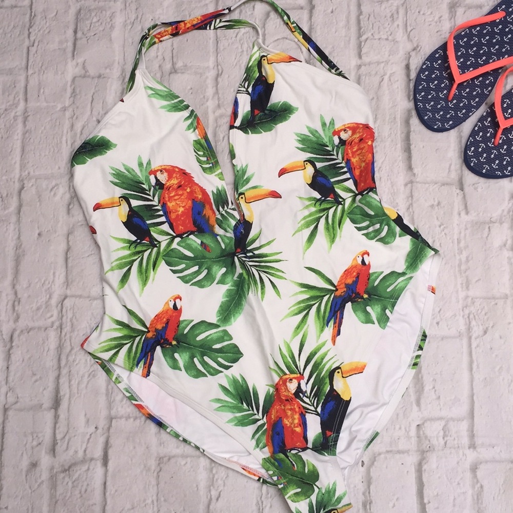 Forever 21+ Toucan Parrot One Piece Swimsuit 2X